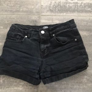 Black denim shorts